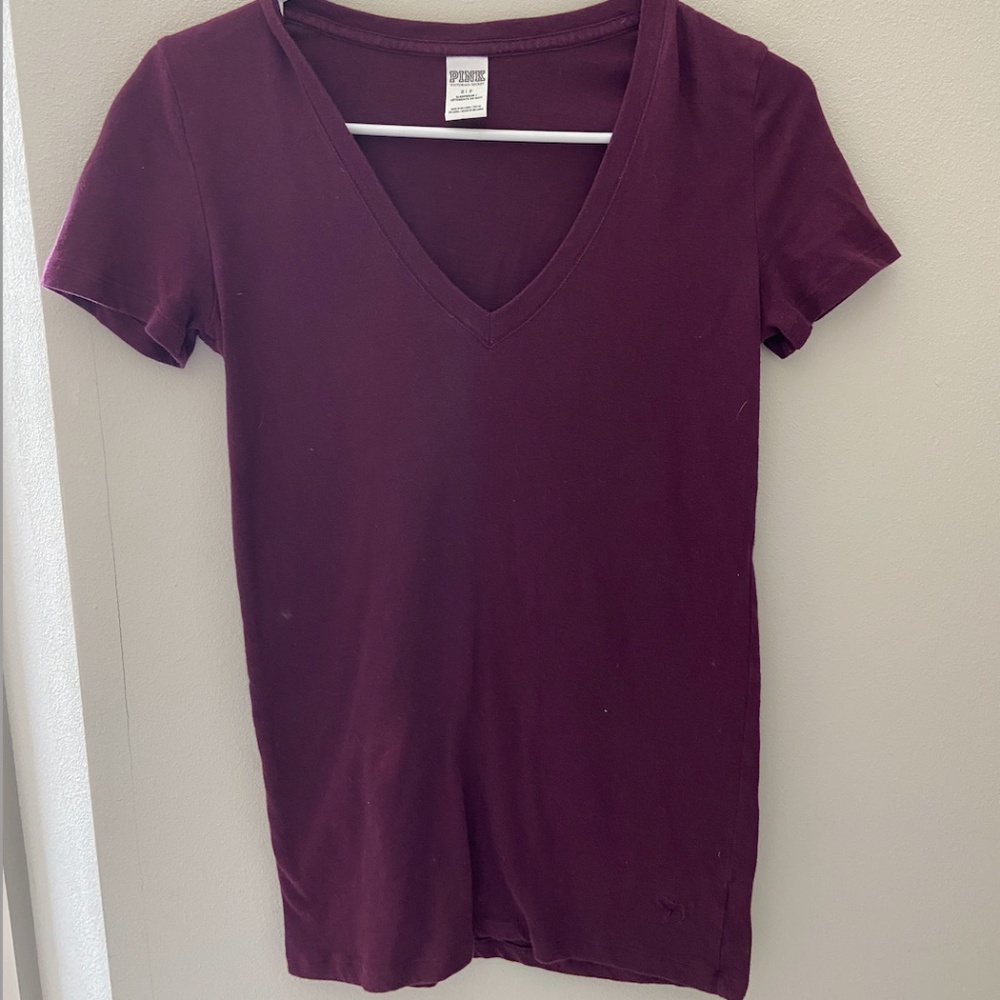 PINK Maroon V-Neck